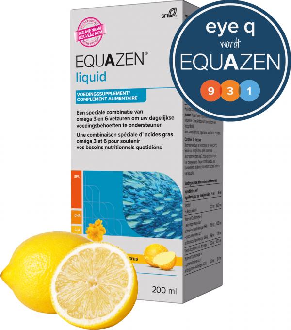 Equazen liquid omega 3 en 6 vetzuren EPA DHA GLA Eye Q wordt Equazen